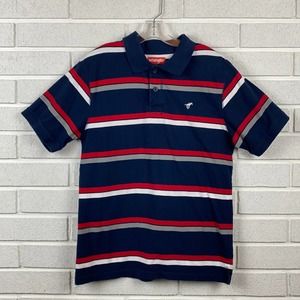 Wrangler Boys Navy Red & White Striped Polo Tee Size 14-16